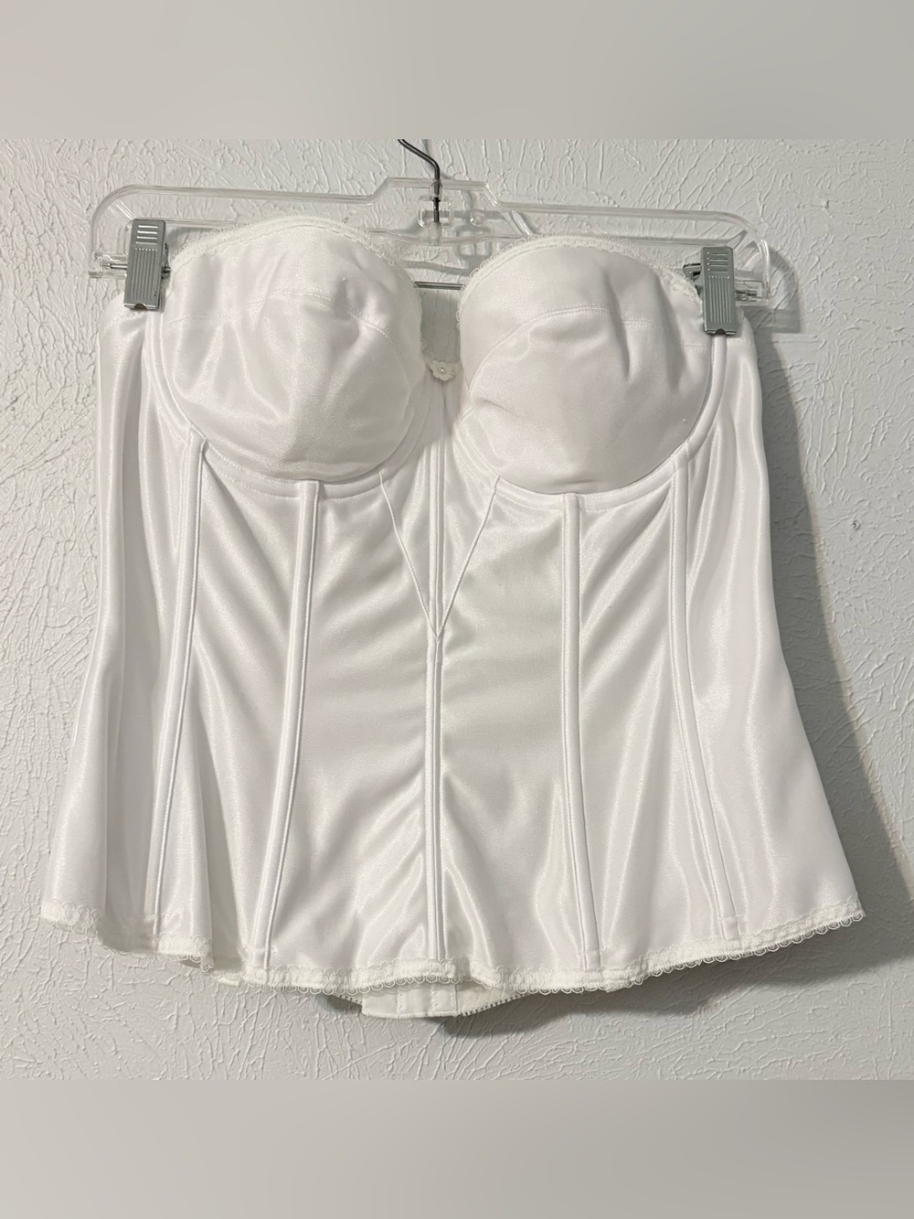 Dominique White Satin Longline Bustier Corset Bridal Strapless Bra 38C